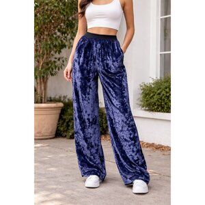 NWT Maison Margiela Wide Leg Velvet Pants Blue Size 44